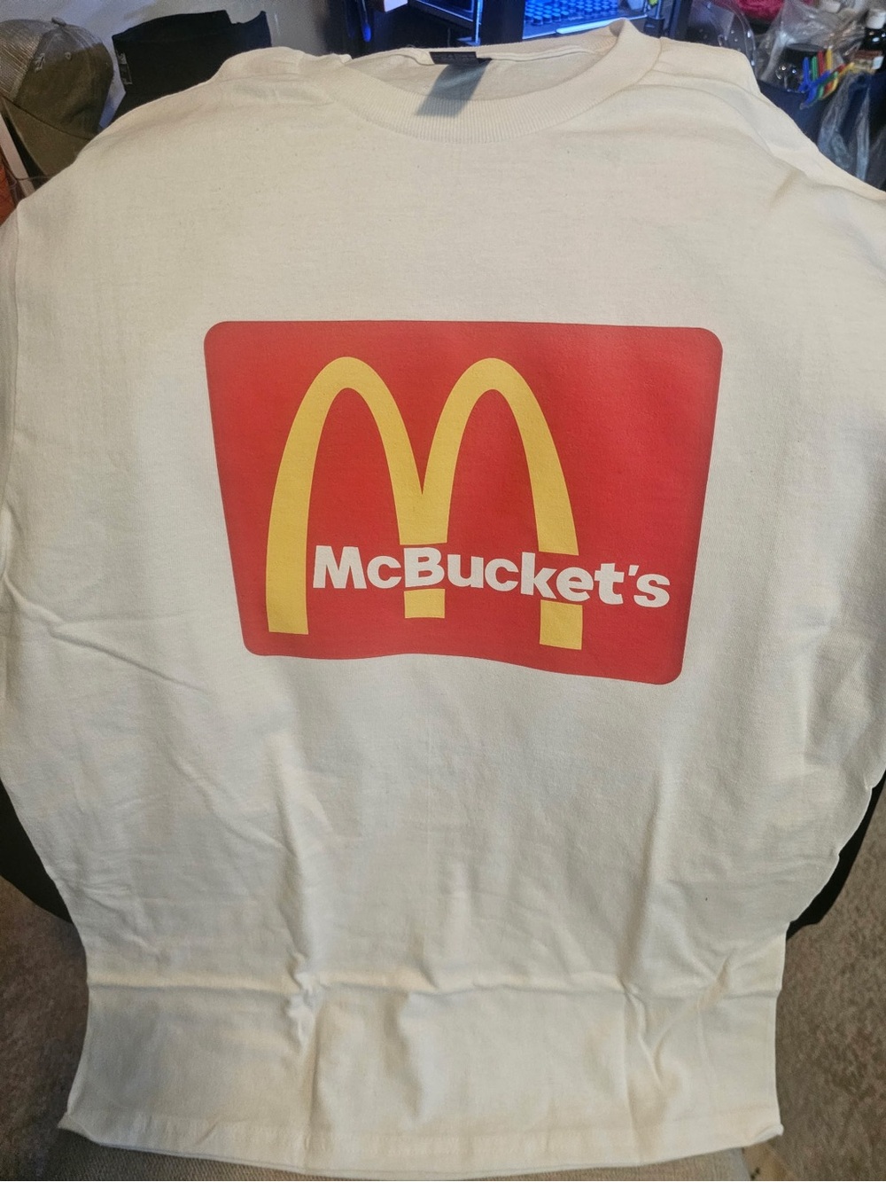 White Graphic Tee with Red & Yellow Logo